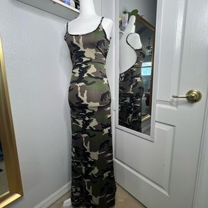 Camo print backless dress